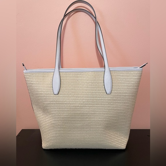 β¨HPβ¨ Kate Spade Ash Straw Lemon Zest Tote Large NWOT - Picture 5 of 14
